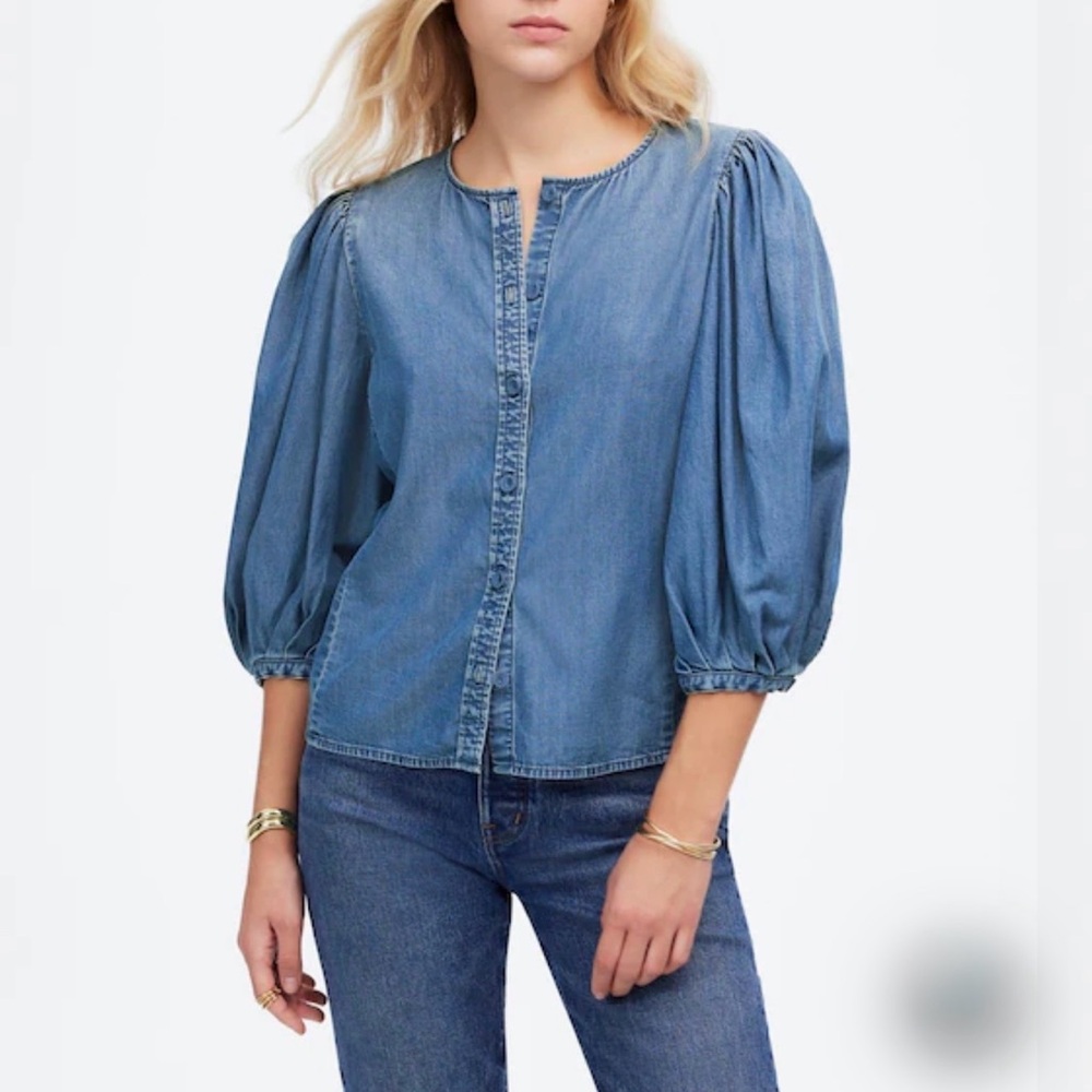 Madewell Denim Puff Sleeve